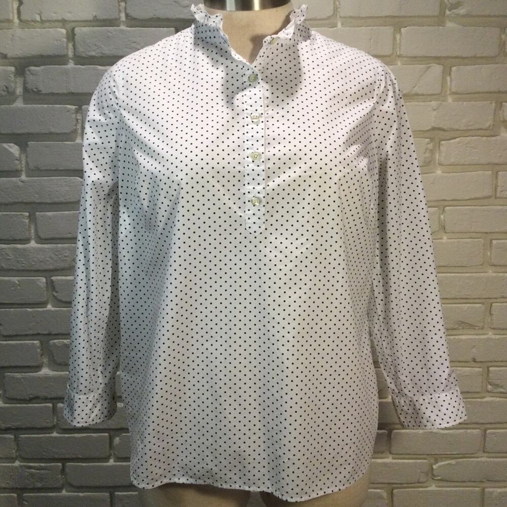 Talbots ruffle neckline popover blouse 1X petite